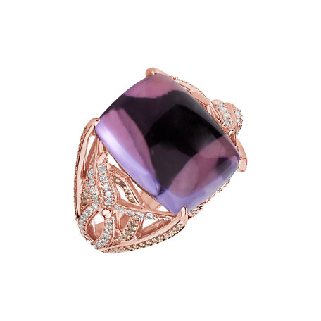 Ring with Amethyst, brown and white diamonds Fascinating Ladyship