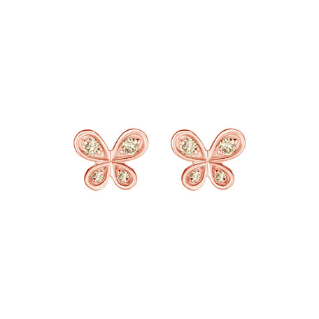 Earrings with brown diamonds Butterfly