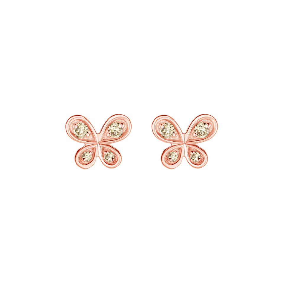 Earrings with brown diamonds Butterfly