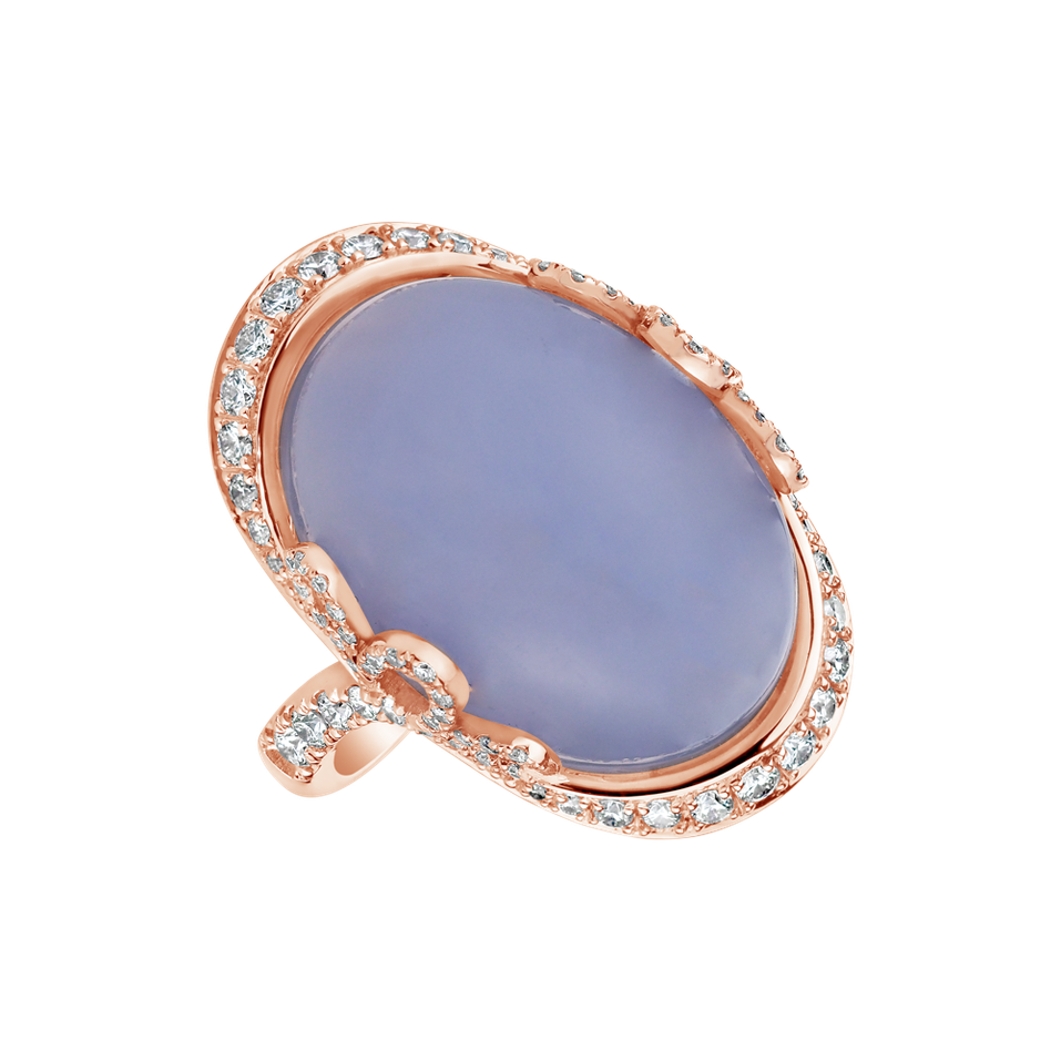 Diamond ring with Chalcedony Glorious Gem