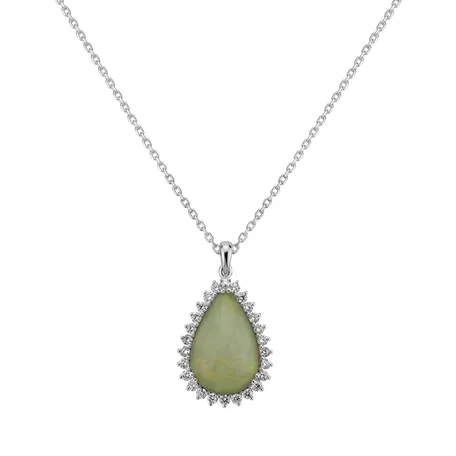Diamond pendant with Opal Royal Pear