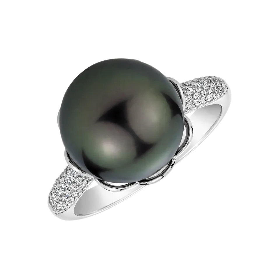 Diamond ring with Pearl Pearly Attraction