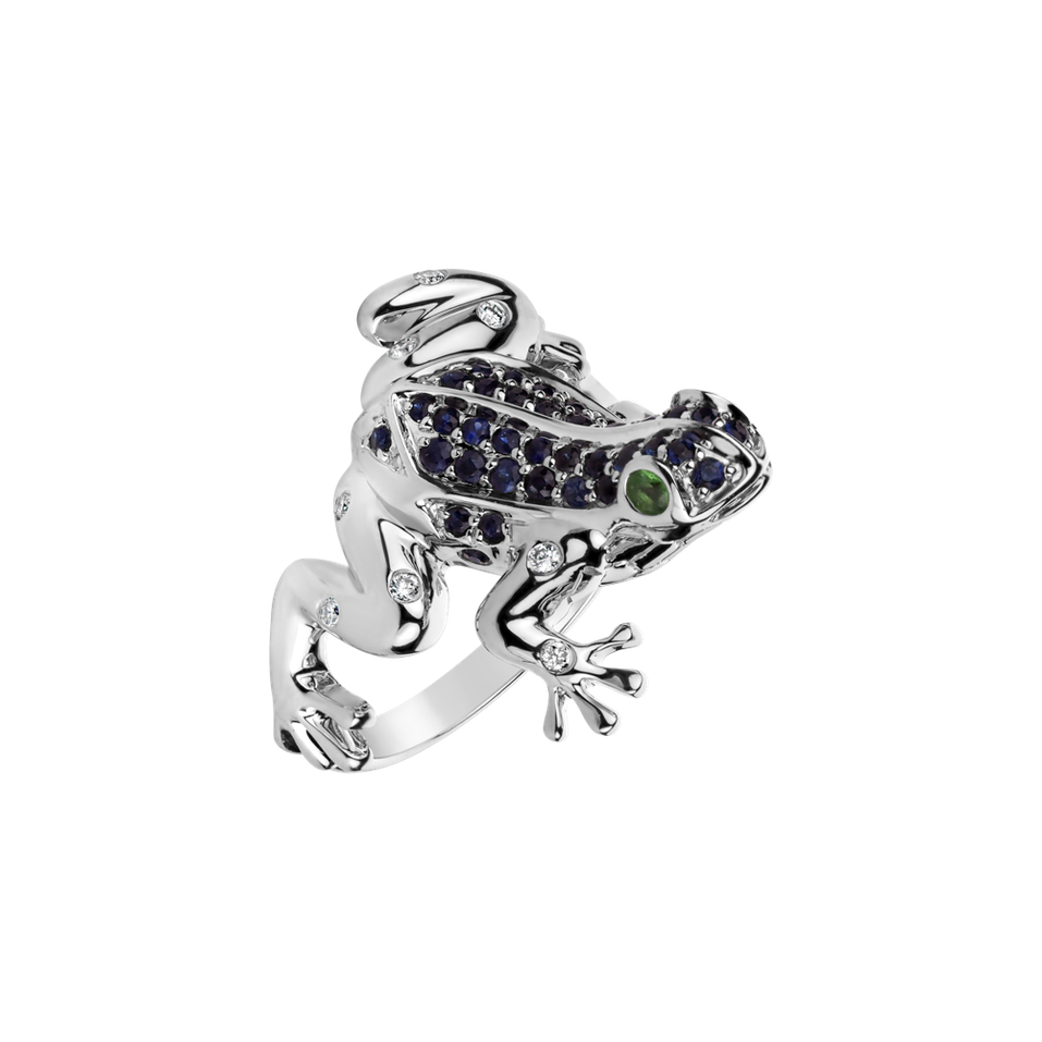 Diamond ring with Sapphire and Garnet Prince Charming