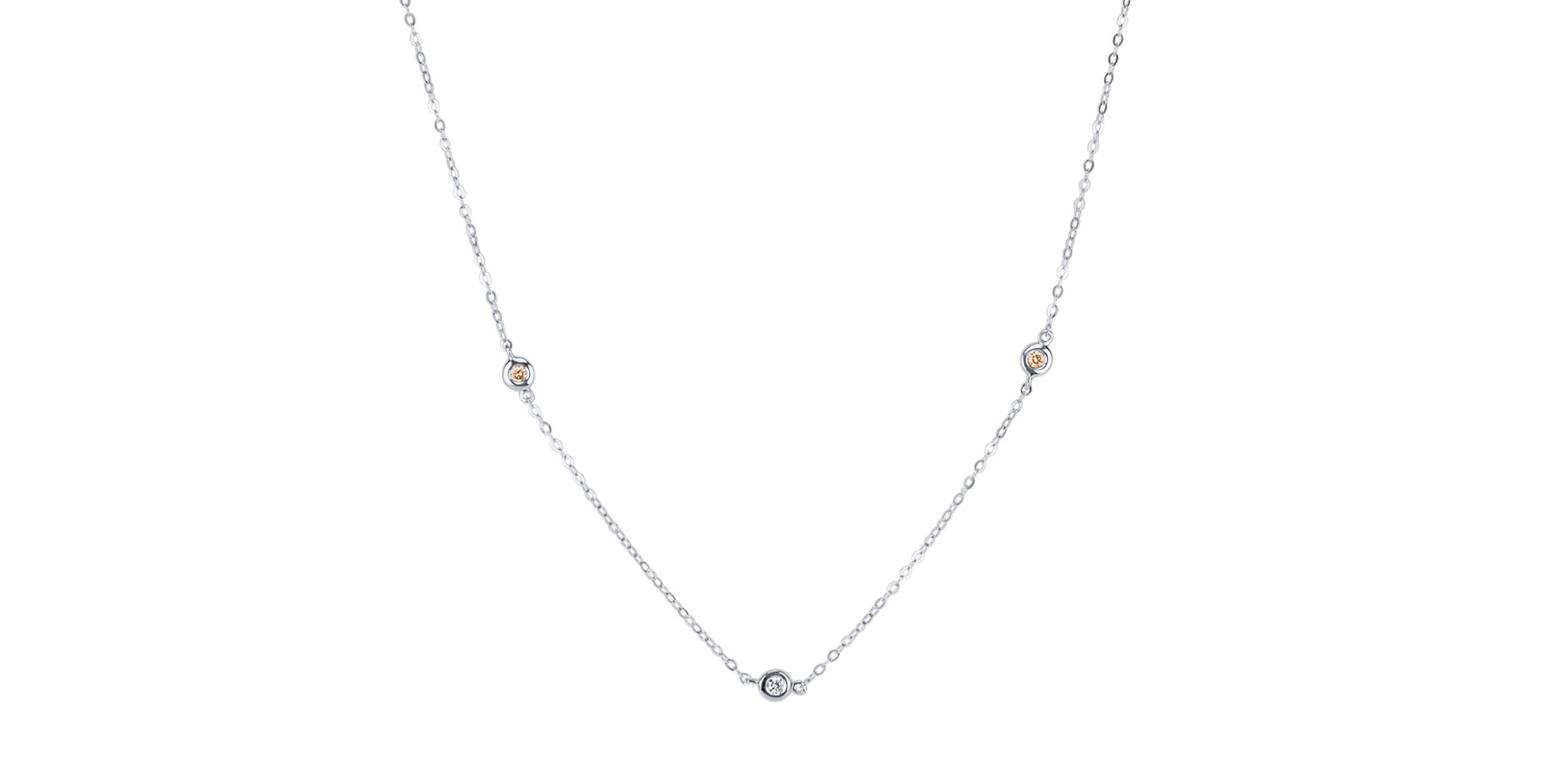 Necklace with white, brown and black diamonds Dots