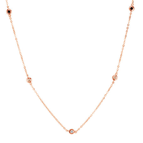 Necklace with white, brown and black diamonds Dots