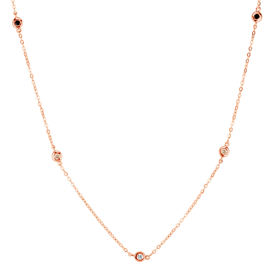 Necklace with white, brown and black diamonds Dots