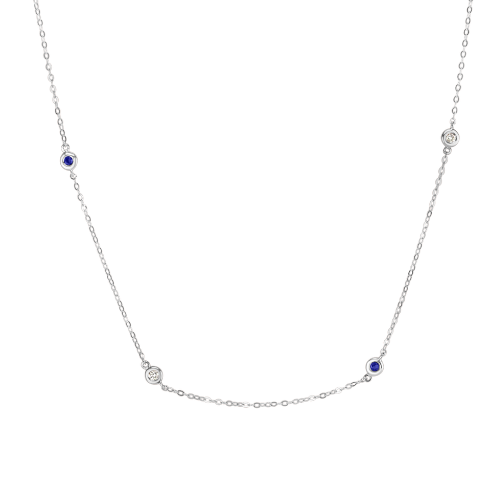 Diamond necklace with Sapphire Dots