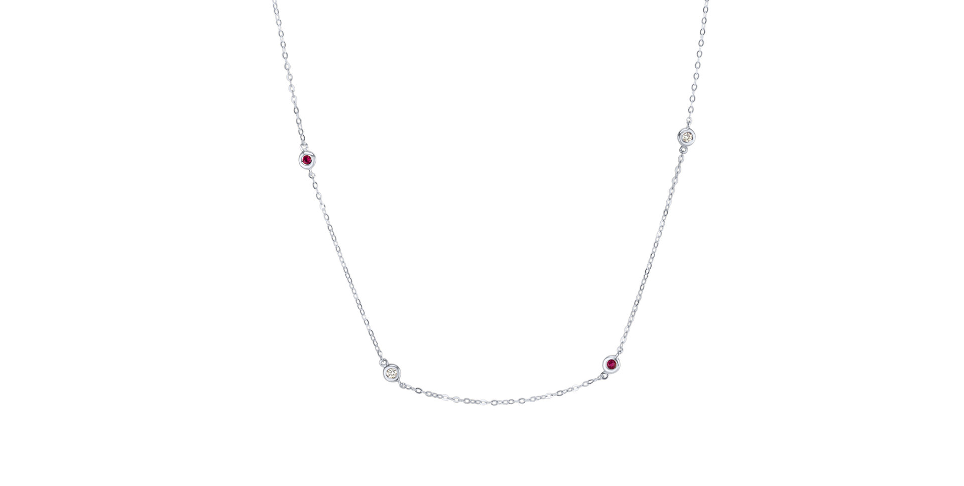 Diamond necklace with Ruby Dots