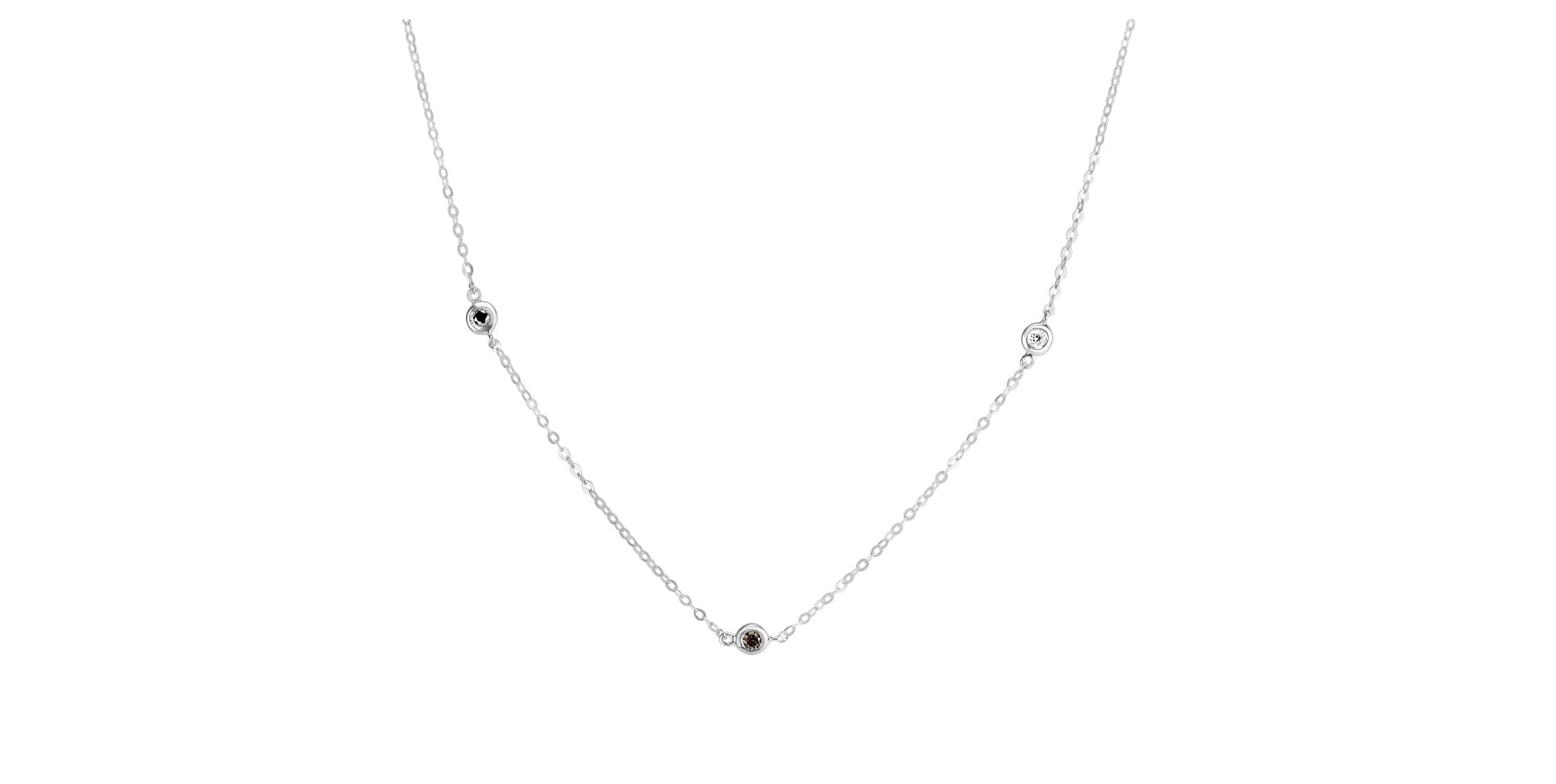Necklace with white, brown and black diamonds Dots