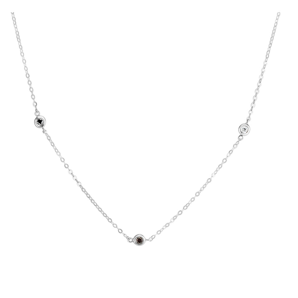 Necklace with white, brown and black diamonds Dots