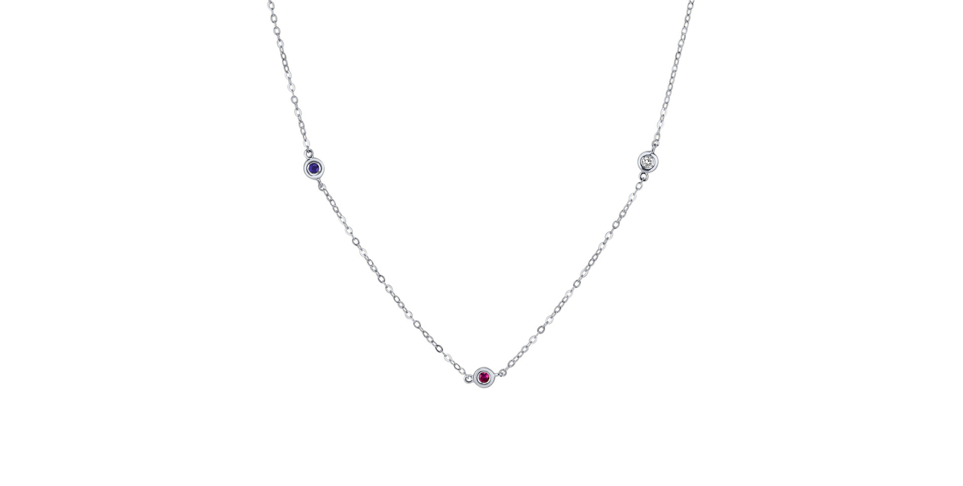 Diamond necklace with Ruby and Sapphire Dots