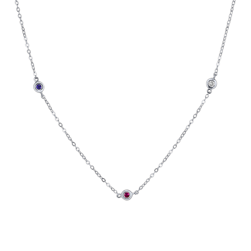 Diamond necklace with Ruby and Sapphire Dots