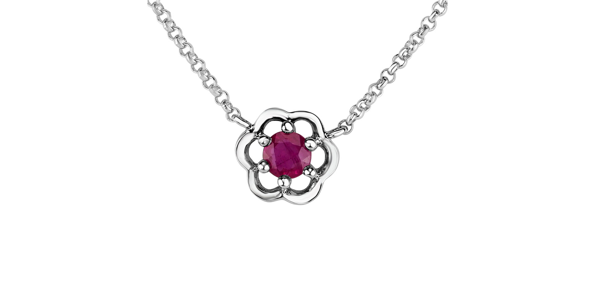Necklace with Ruby Flower Gem