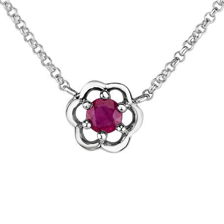 Necklace with Ruby Flower Gem