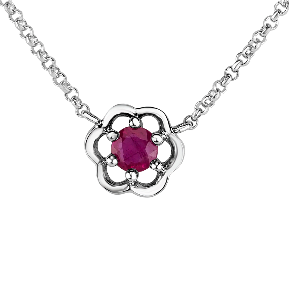 Necklace with Ruby Flower Gem