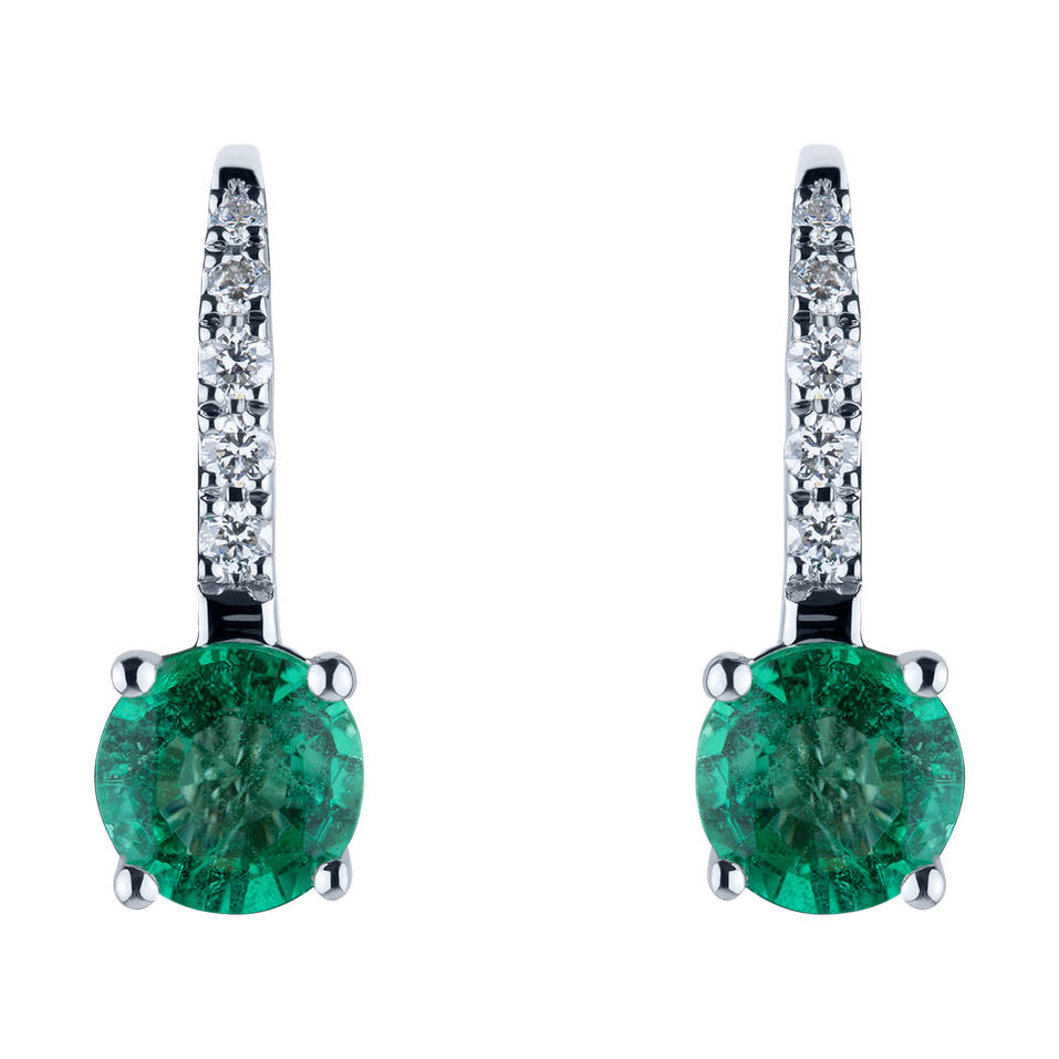Diamond earrings with Emerald Fairytale Gentility