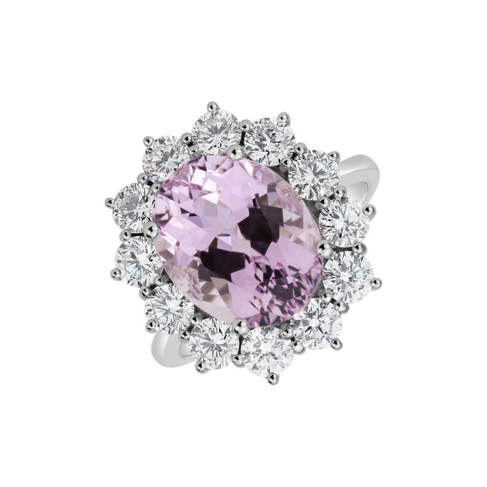 Diamond ring with Kunzite Sky Goddess