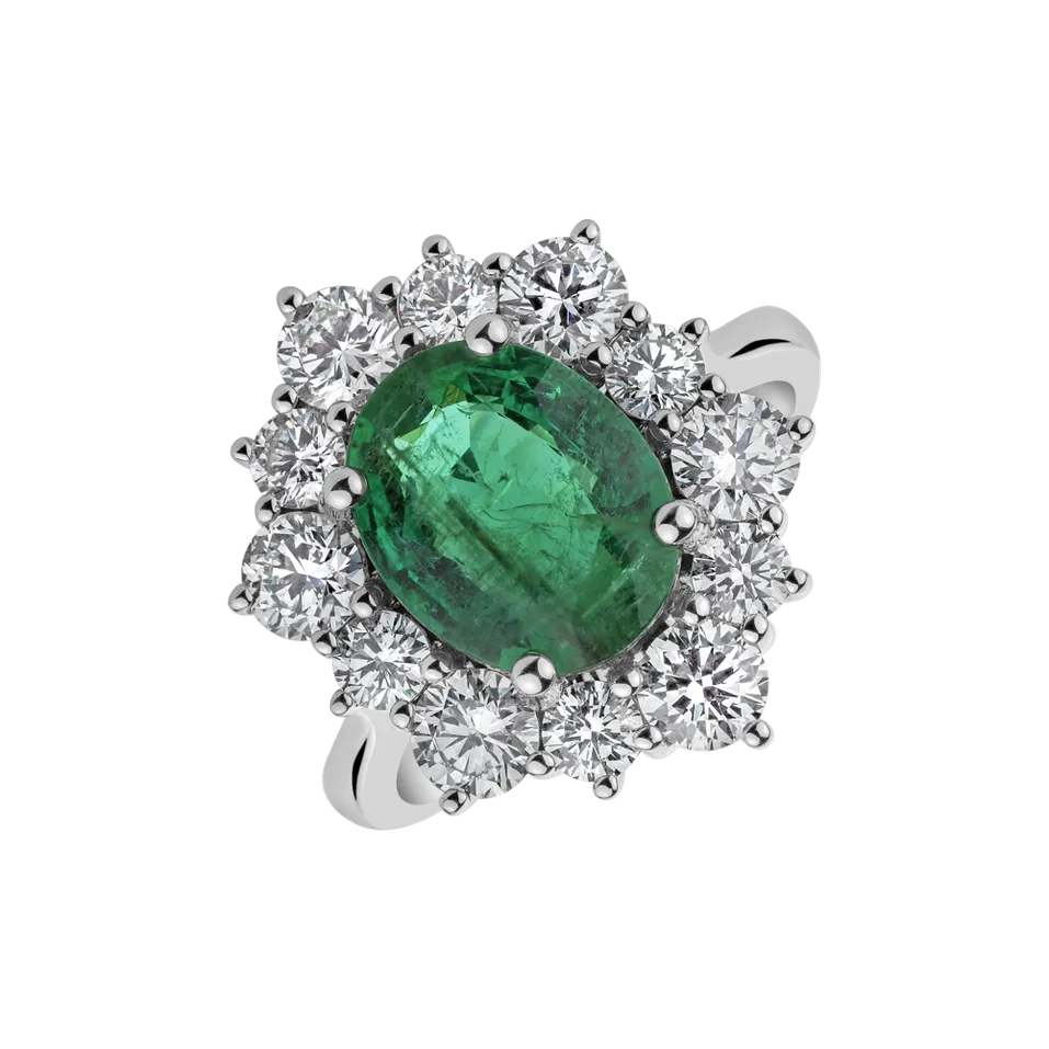 Diamond ring with Emerald Night Goddess