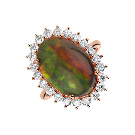 Diamond ring with Opal Diamond Czarina