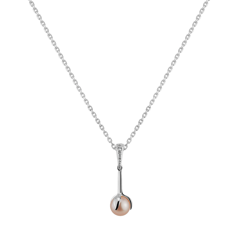Diamond pendant with Pearl Ocean Love