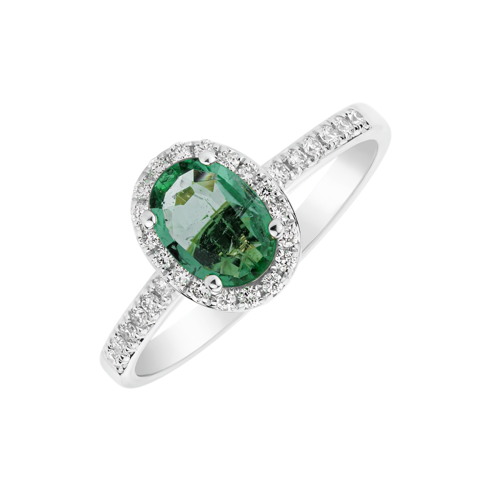 Diamond ring with Emerald Sintharia
