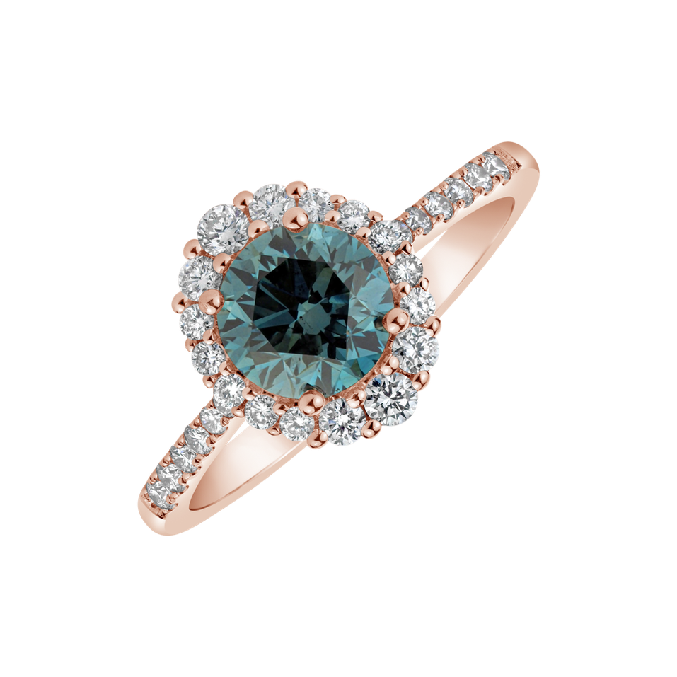 Ring with blue diamonds and white diamonds Glare