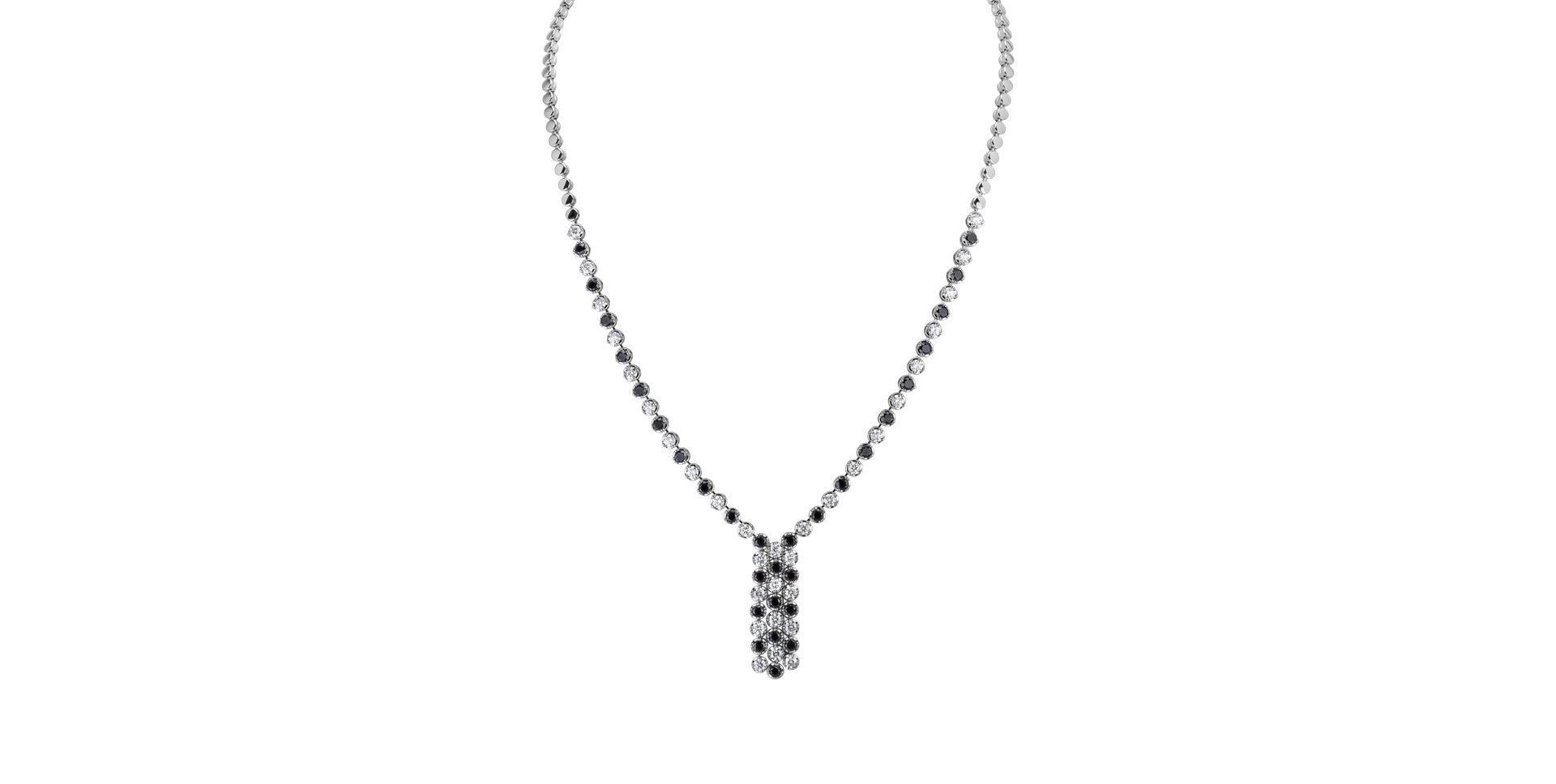 Necklace with black and white diamonds Midnight Kingdom