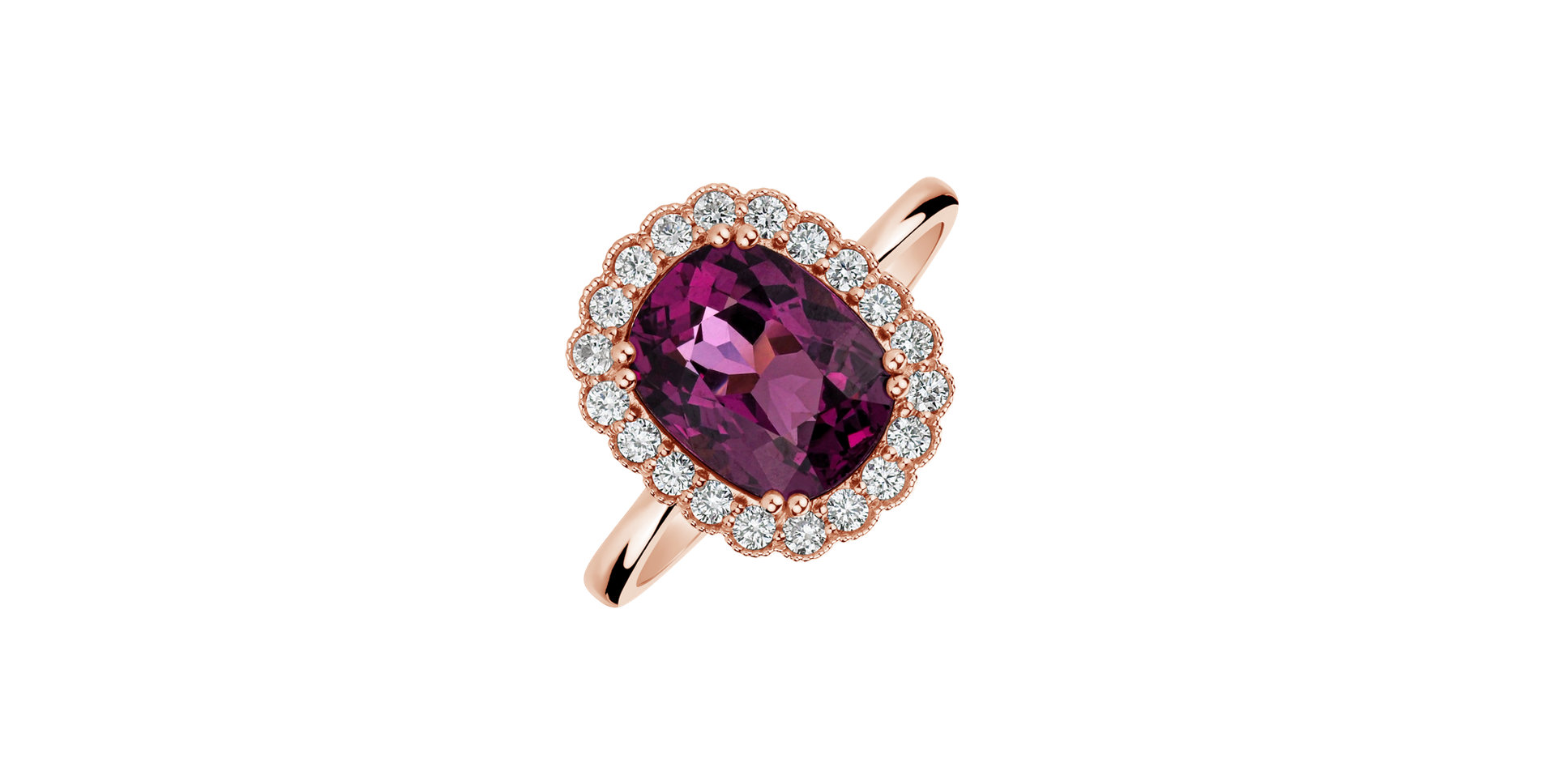 Diamond ring with Rhodolite Sparkling Hero