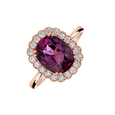 Diamond ring with Rhodolite Sparkling Hero