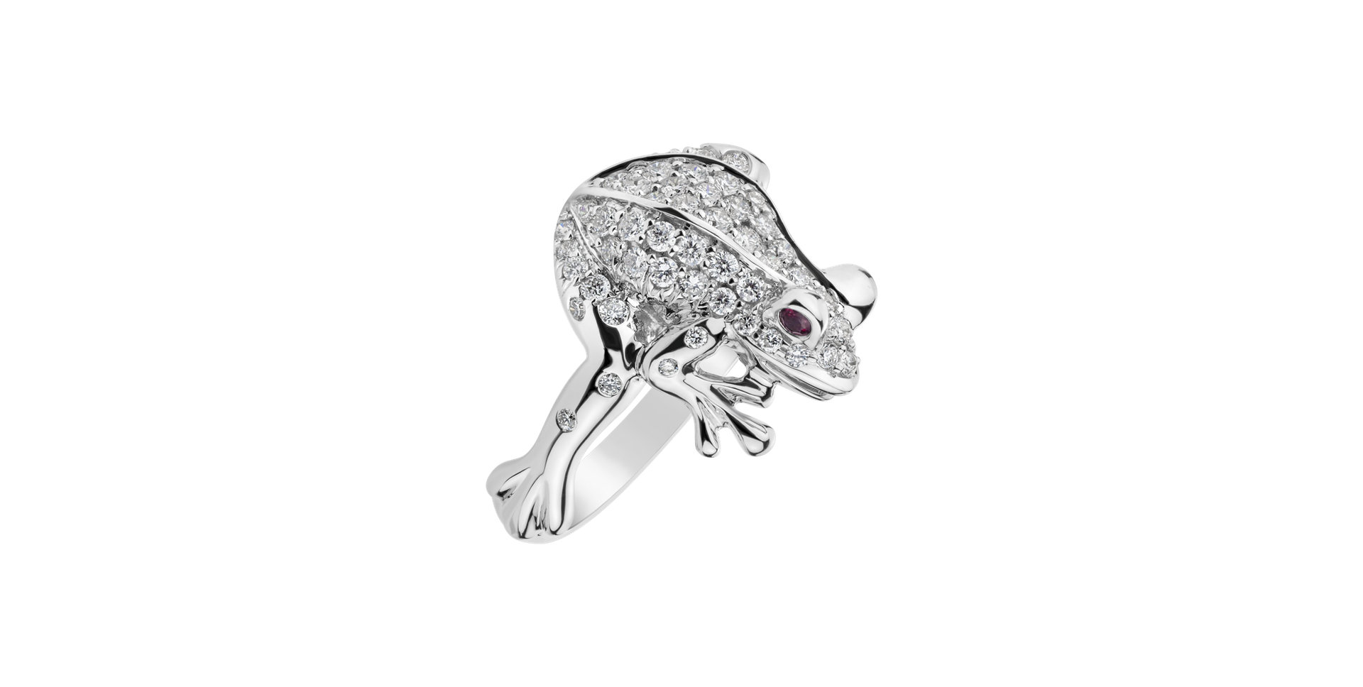 Diamond ring with Ruby Frog Croak