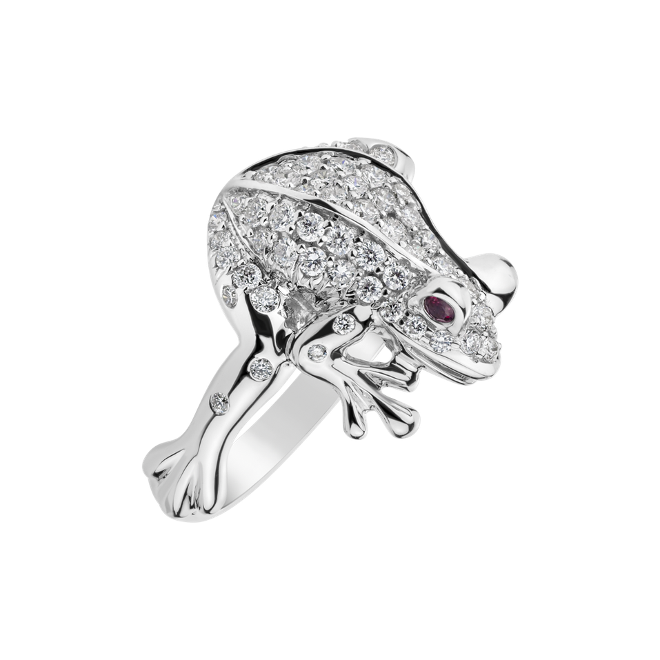 Diamond ring with Ruby Frog Croak
