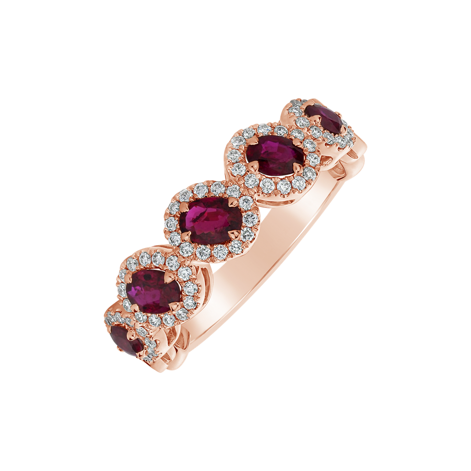 Diamond ring with Ruby Fosette