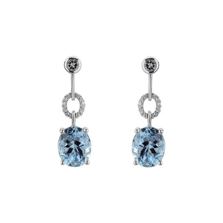 Diamond earrings with Aquamarine Infinite Horizon