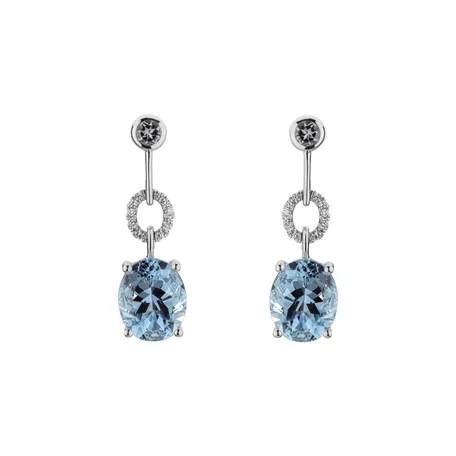Diamond earrings with Aquamarine Infinite Horizon
