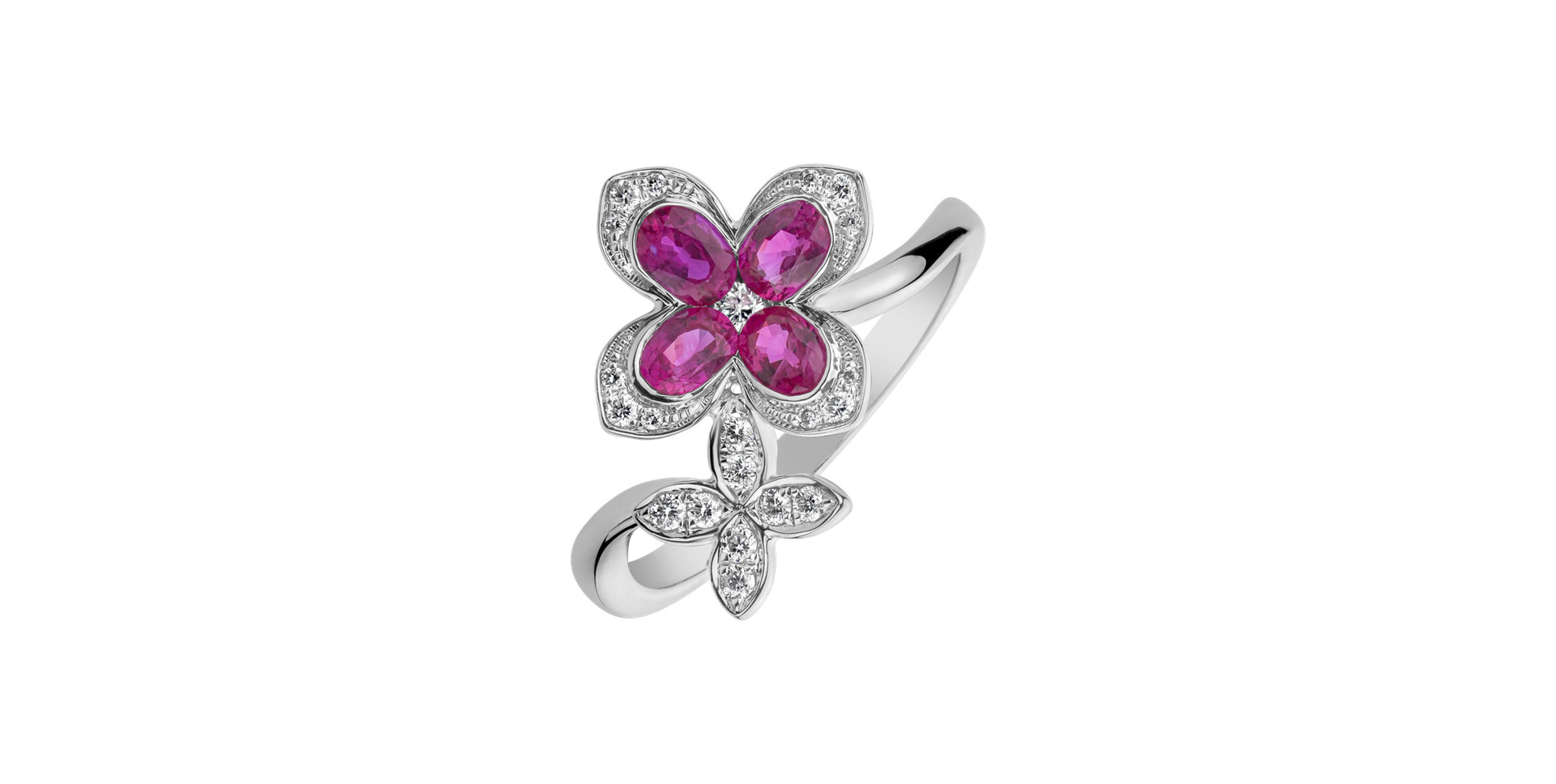 Diamond ring with Ruby Daisy