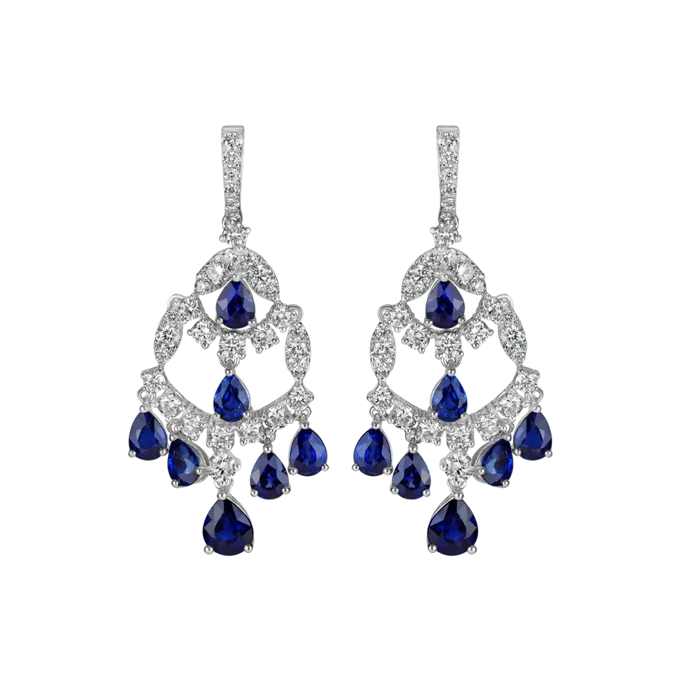Diamond earrings and Sapphire Imperial Mesh