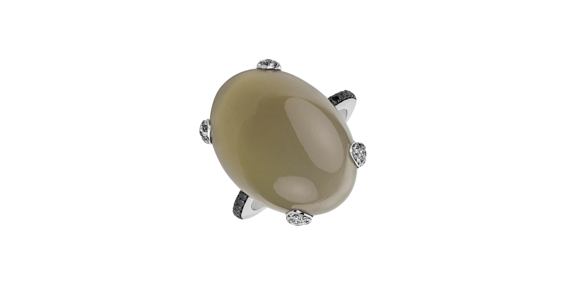 Ring with Moonstone, black and white diamonds Noble Gem