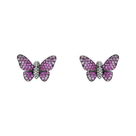 Diamond earrings and Sapphire Enticing Butterfly