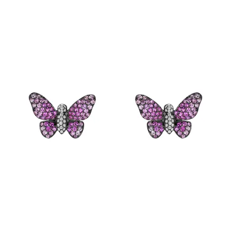 Diamond earrings and Sapphire Enticing Butterfly