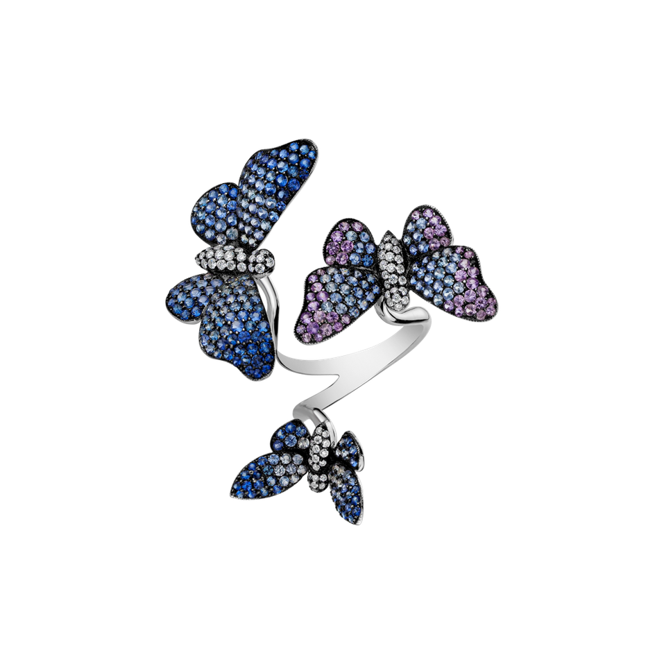 Diamond ring with Sapphire Pompous Butterfly