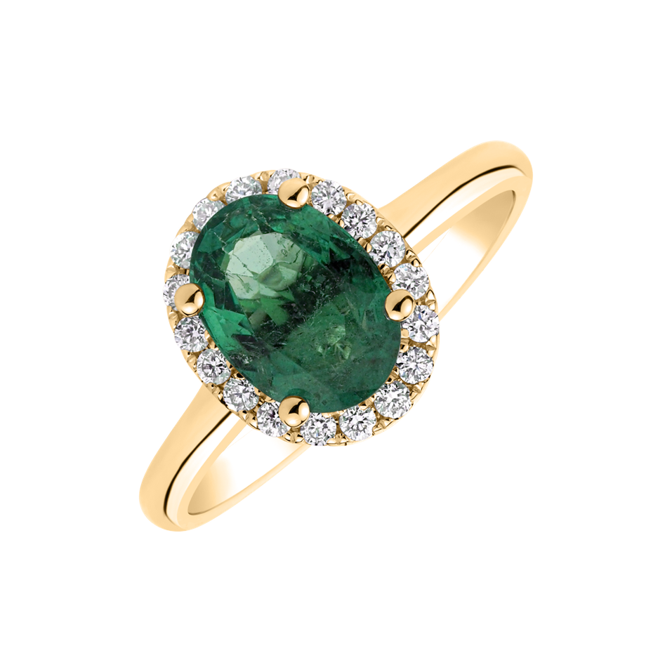 Diamond ring with Emerald Glory Allegory