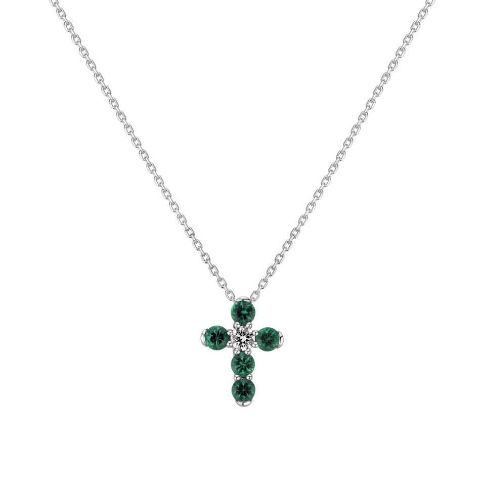 Diamond pendant with Emerald Eternal Devotion