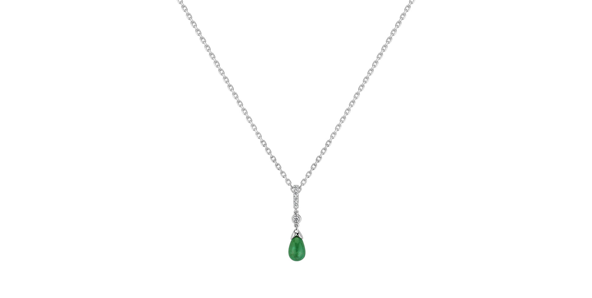 Diamond pendant with Emerald Goutte Verte