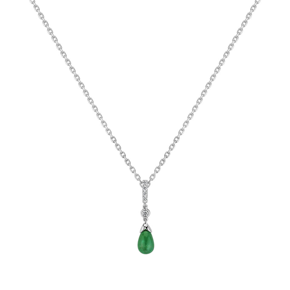 Diamond pendant with Emerald Goutte Verte