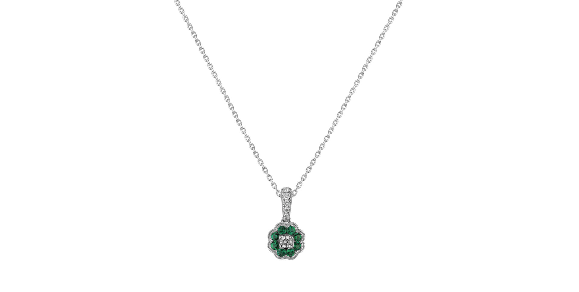 Diamond pendant with Emerald Blooming Spring