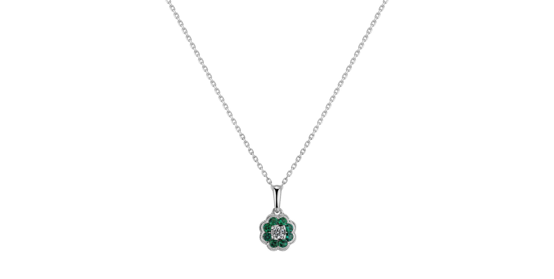 Diamond pendant with Emerald Green Nature