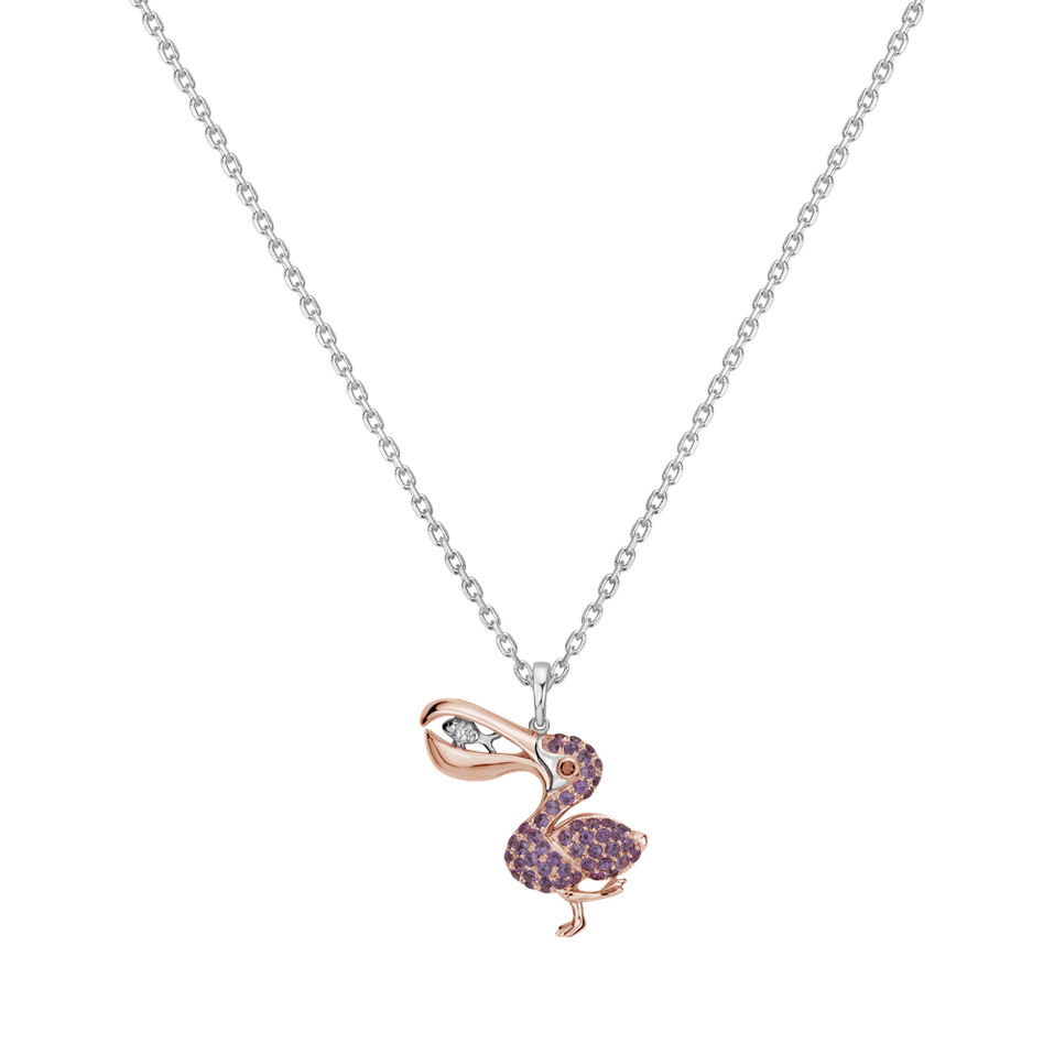 Pendant with black diamonds and Sapphire Glitter Pelican