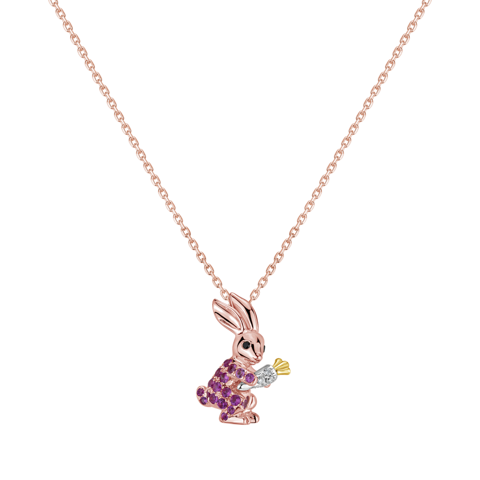 Pendant with black and white diamonds and Sapphire Elegant Rabbit
