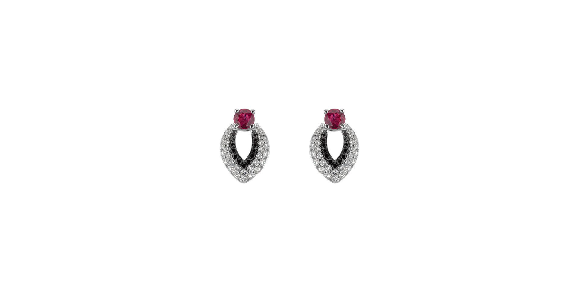 Earrings with Ruby, black and white diamonds Luxury Darkness