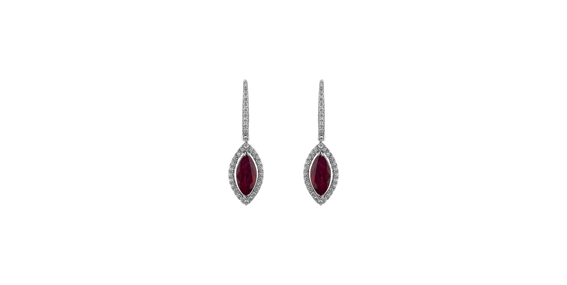 Diamond earrings with Ruby Red Leafs